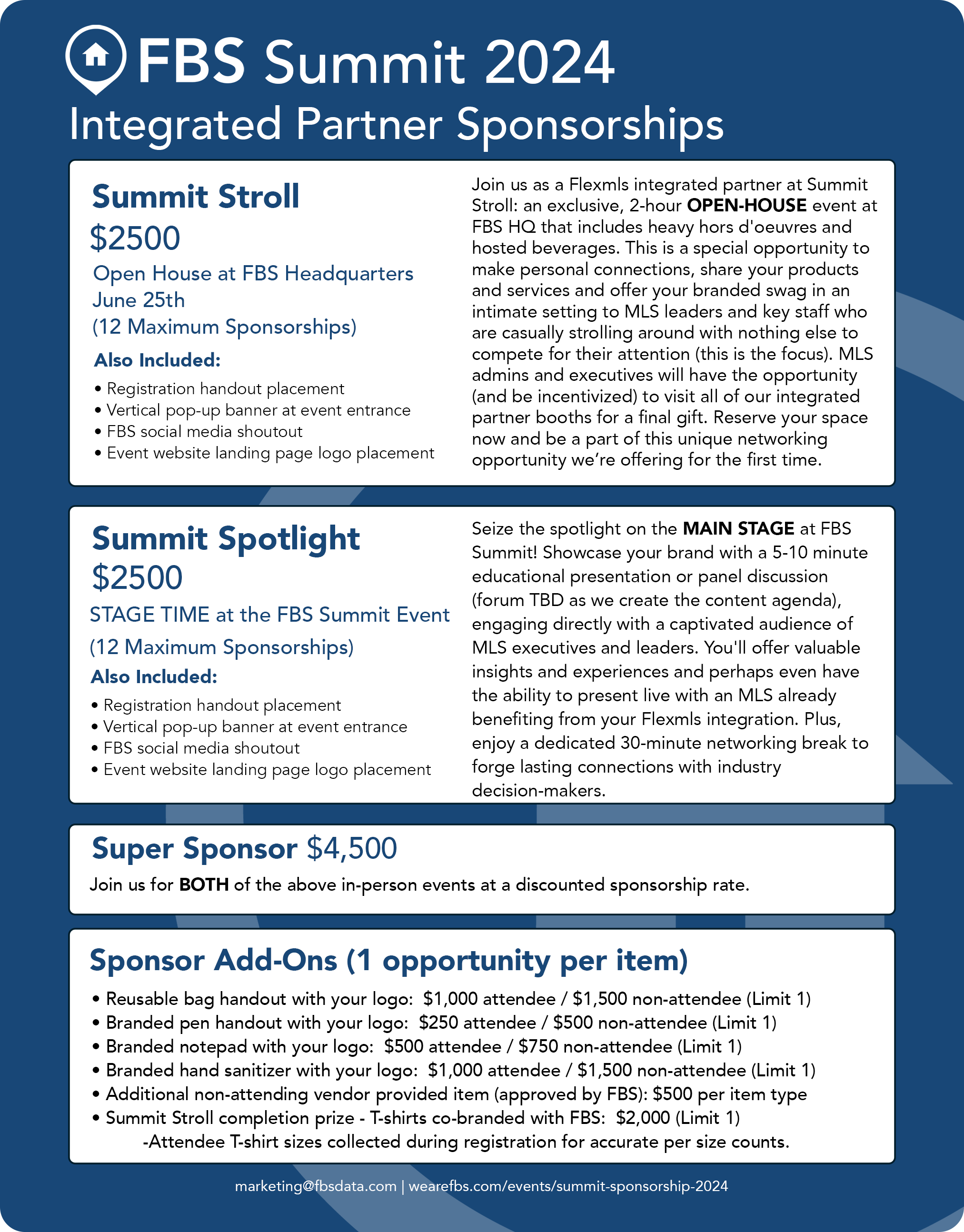 FBS Summit 2024 Sponsor Level Options Handout